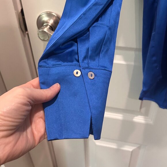 Gee Gee Royal Blue Button Down Blouse - Picture 5 of 8